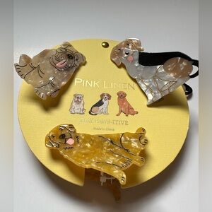 ✨5/$25 NWT 3 Pack Dog Hair Clips Pink Linen